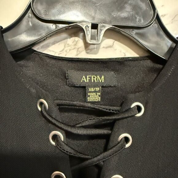 NEW AFRM EDIE BODYSUIT Elegant Black Lace-Up Bodysuit Size XS - Picture 3 of 8